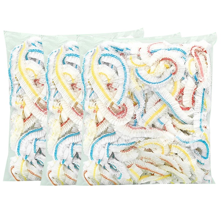 Комплект от 300 капака за купи и защита на храната, SINBITA, Диаметър между 26 см, С ластик, Свежест, Многократна употреба, Лесен за използване, Преносим, Температурно устойчив -40℃-110℃, PE, Многоцветен