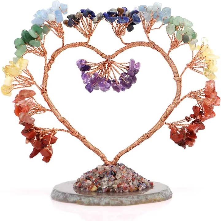 Copac Decor cristal in forma de inima, feng Shui, accesorii premium pentru birou, 14CM