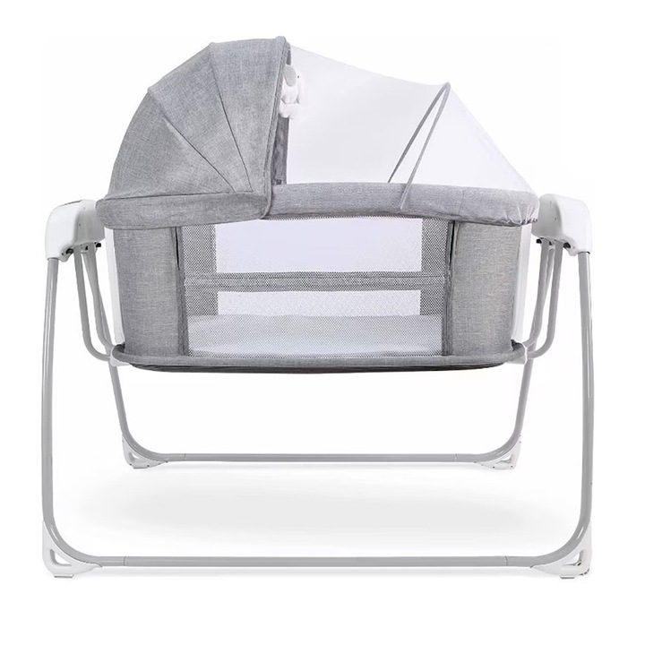 Patut 4 in 1 pentru bebelusi, leganare electrica, melodii, plasa anti insecte