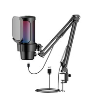 Microfon Streaming, Dytimeem, D3PRO, pentru Gaming, Youtube, Tiktok, Profesional, Brat Ajustabil, USB, Reducere zgomot fundal, Functie mute rapid, Cardioid, Lumina RGB, Pop-Filter, Suport de soc, compatibil Windows, MacOS, PS4, PS5