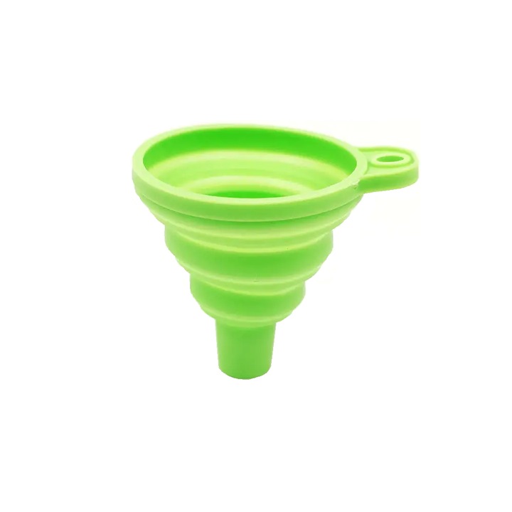 Palnie Saiko pliabila pentru bucatarie, confectionata din silicon rezistent la temperatura ridicata, maner inclus, diametru 63 mm, culoare verde