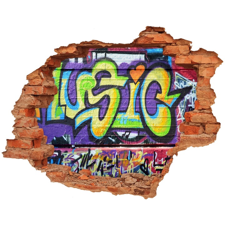 Dekorációs matrica, Tulup, Graffiti a falon, Zöld, 90x70 cm