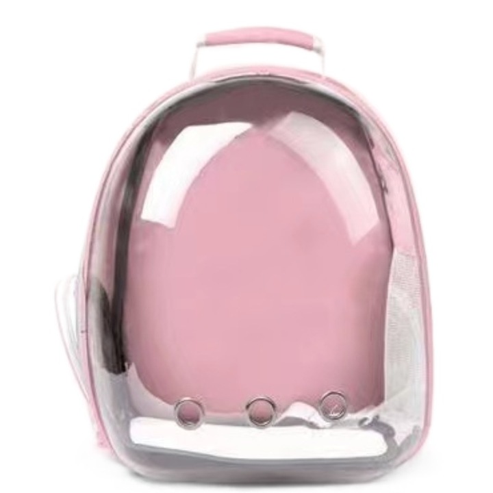 Rucsac transport animale de companie, KOUVOLSEN, Roz, Tip Ghiozdan cu Geam Panoramic, multifunctional