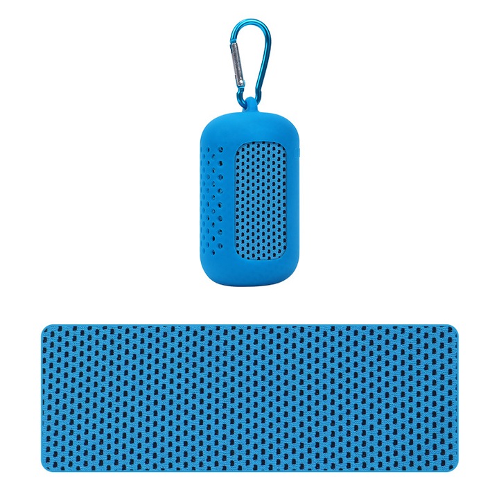 Охлаждаща кърпа, незабавно охлаждаща микрофибърна кърпа за голф, бягане, йога, пътуване и други със силиконов калъф, син