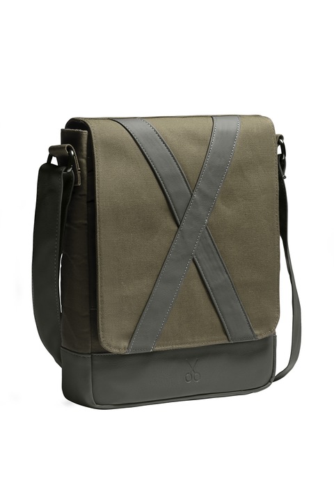 KAFT, Geanta crossbody unisex cu finisaj rezistent la apa Methone, Negru, Verde militar