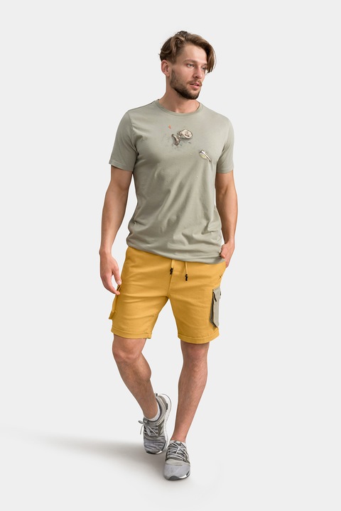 KAFT, Pantaloni scurti cargo cu talie ajustabila, Galben sofran/Kaki, 44