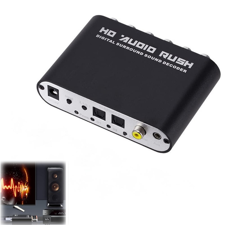 Convertor audio, Latauar, 5.1CH-2.1CH, Negru