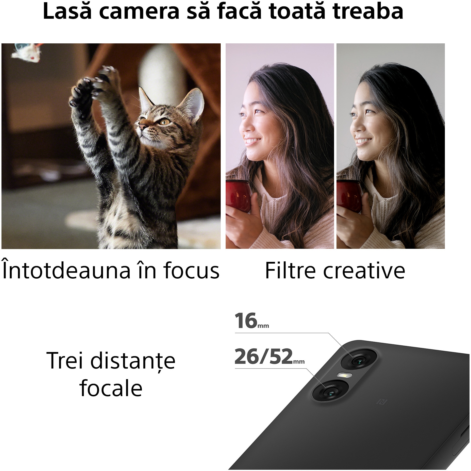 Telefon mobil Sony Xperia 10 VI, Dual SIM, 8GB RAM, 128GB, 5G, Black