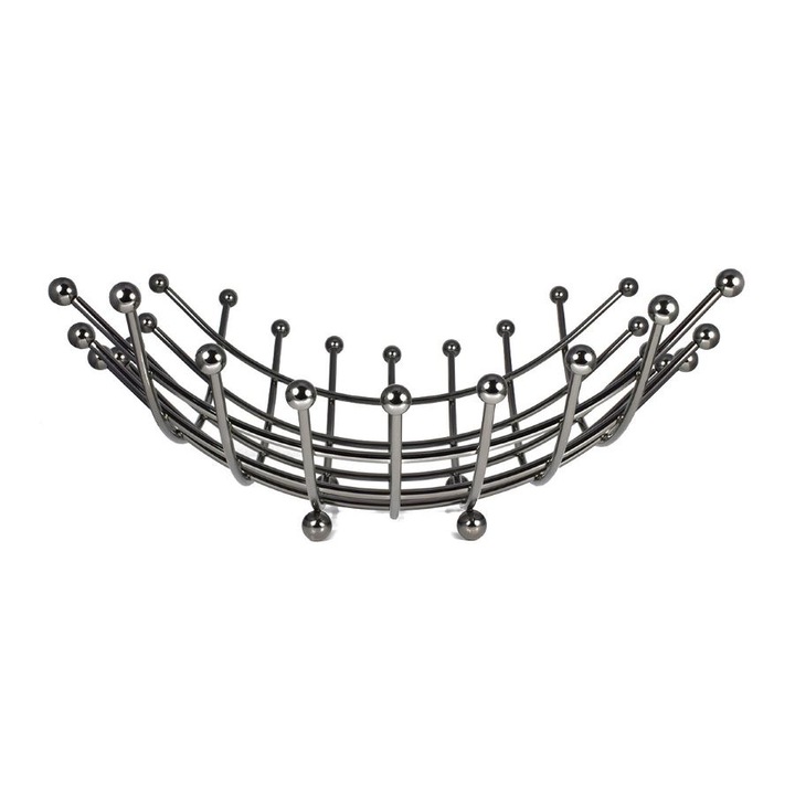 Cos servire ESTIA, colectia Nickel Black, aliaj zinc, argintiu, 30.8x30.8x12.8cm