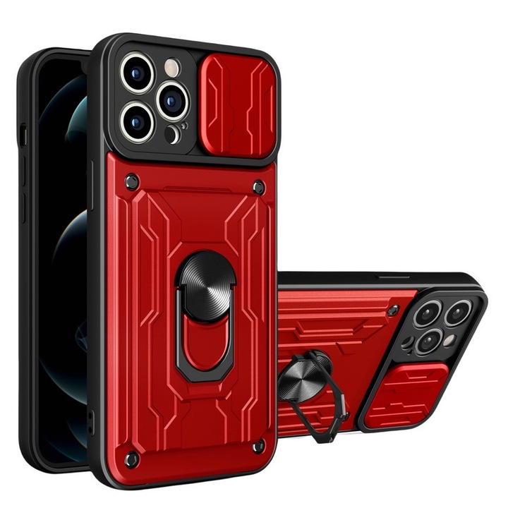 Telefontok, ütésálló, iPhone 14 Pro-hoz, piros