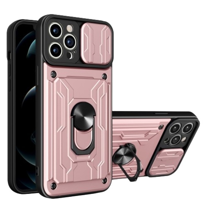 Telefontok, ütésálló, iPhone 14 Pro Max-hoz, fekete/rózsaszín