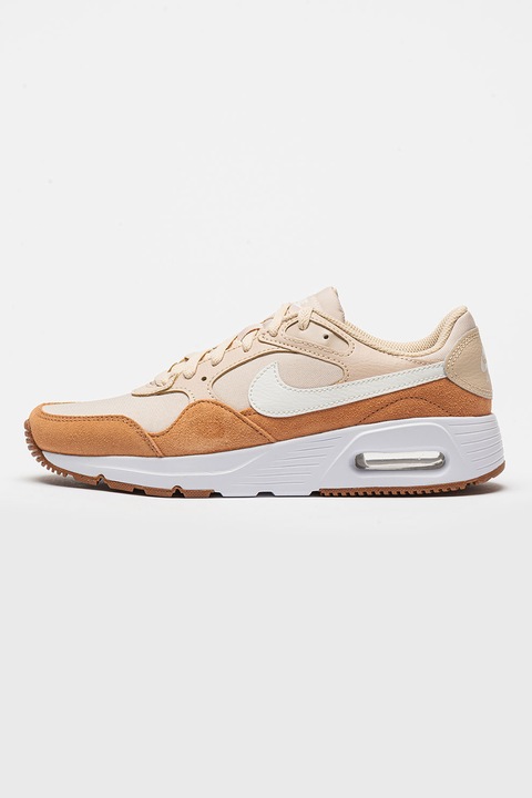 Nike, Pantofi sport Air Max SC cu insertii din piele, Portocaliu persan/Bej deschis