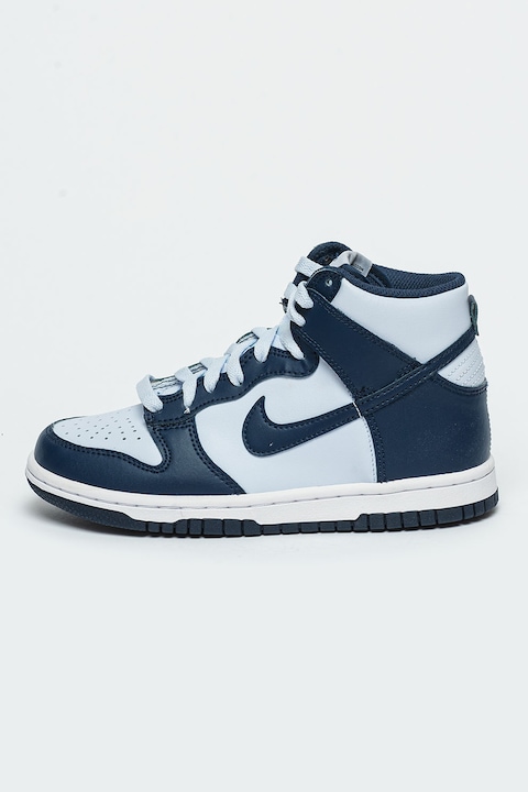Nike, Pantofi sport high-top din piele Dunk, Albastru glaciar/Bleumarin