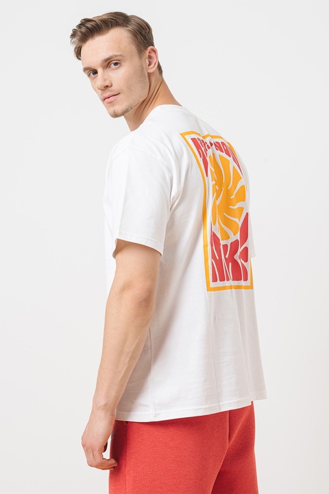 Nike, Тениска с принт на гърба, Червен/Бял/Оранжев
