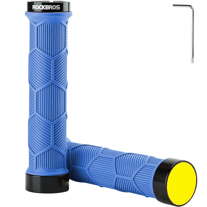 Mansoane bicicleta, Rockbros, aluminiu TPR Albastru