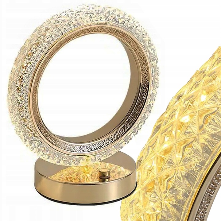 Lampa de noapte de birou in forma de inel cu cristal RGB LED, incarcabila prin USB