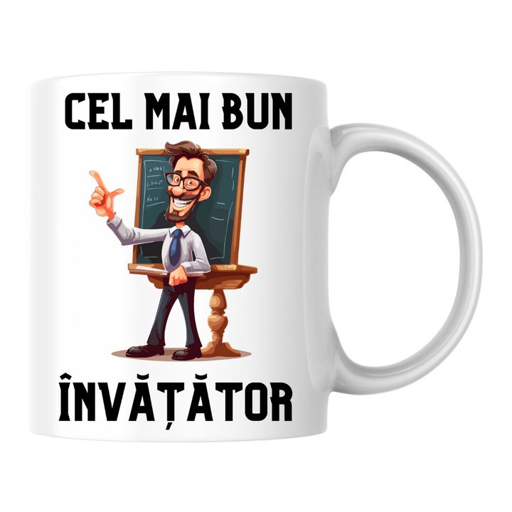 Cana personalizata - Cel mai bun invatator! alba, 330 ml
