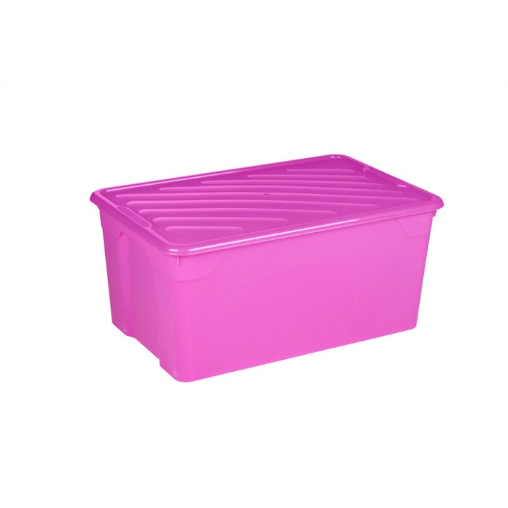 Cutie depozitare Homeplast NAK BOX, suprapozabile, capacitate 92L, cu roti, Fuchsia, 70x46x34cm
