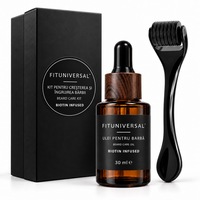 Set PREMIUM de crestere si ingrijire barba din 2 piese avand inclus derma roller, ulei special pentru cresterea firului de par, 30 ML