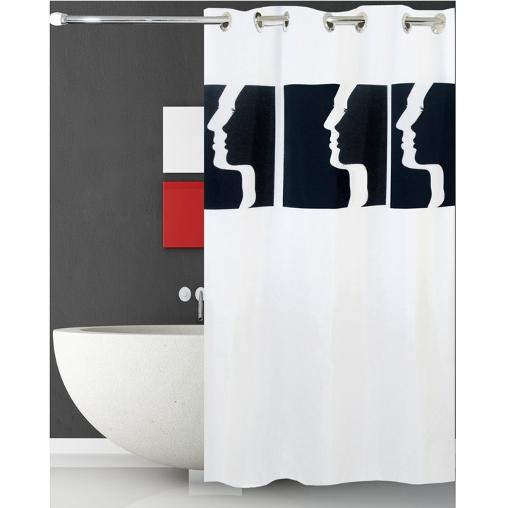 Perdea de dus San Lorentzo, poliester, cu inele incluse, 180x180cm