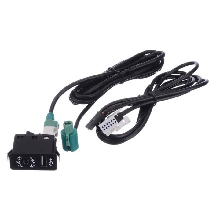 Cablu adaptor Aux in USB 12-4 pini compatibil BMW Mini Cooper E81 E90 E60 F10 F06, negru