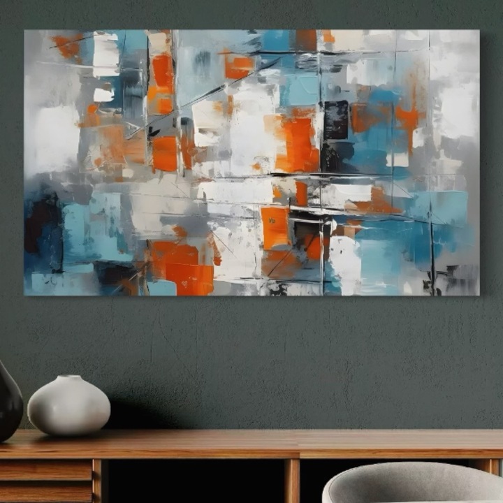 Първокласна картина на платно, LuxCanva® C1236, картина с абстрактни ярки цветове, 80 X 140 CM, 100% памучно платно 400 g/m2, дървена рамка, релаксация, всекидневна, живи цветове