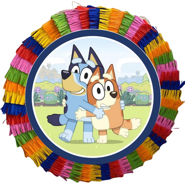Piniata pentru petreceri, 35 cm, multicolora, model Bingo si Bluey