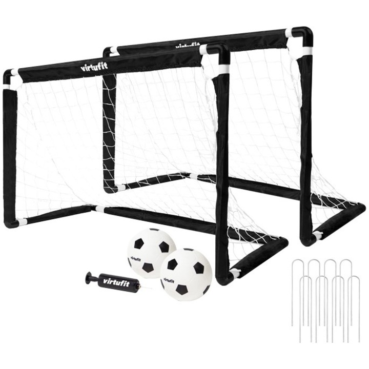 Комплект футболни врати VirtuFit Goal, Включени помпа и 2 топки, 92x 64 см