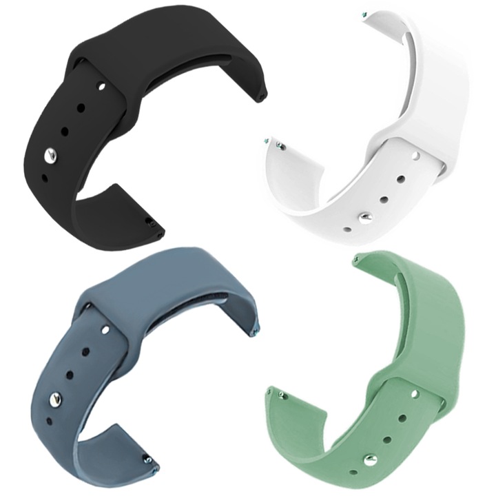 Curea ceas, pentru Smartwatch, din silicon, 4 bucati, latime 22mm, compatibil Samsung Galaxy Watch 45/46 mm/ Gear S3, Huawei Watch GT 2 46mm/ GT 3 46mm/ GT 2 Pro/ GT 2e/ Amazfit GTR 47mm 2/ 2Pro/ 3/3Pro/4, Moto 360, Xiaomi Watch, Garmin 47mm, OptimStar®