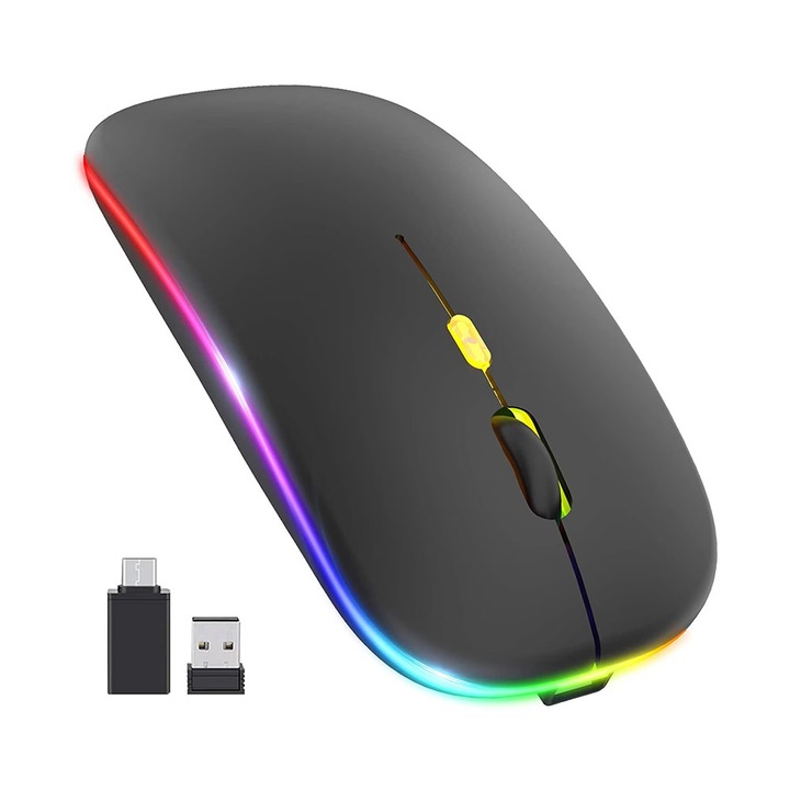 Mouse Wireless Techsuit M1, RGB, 2.4 GHz, optic, 1600DPI, Negru