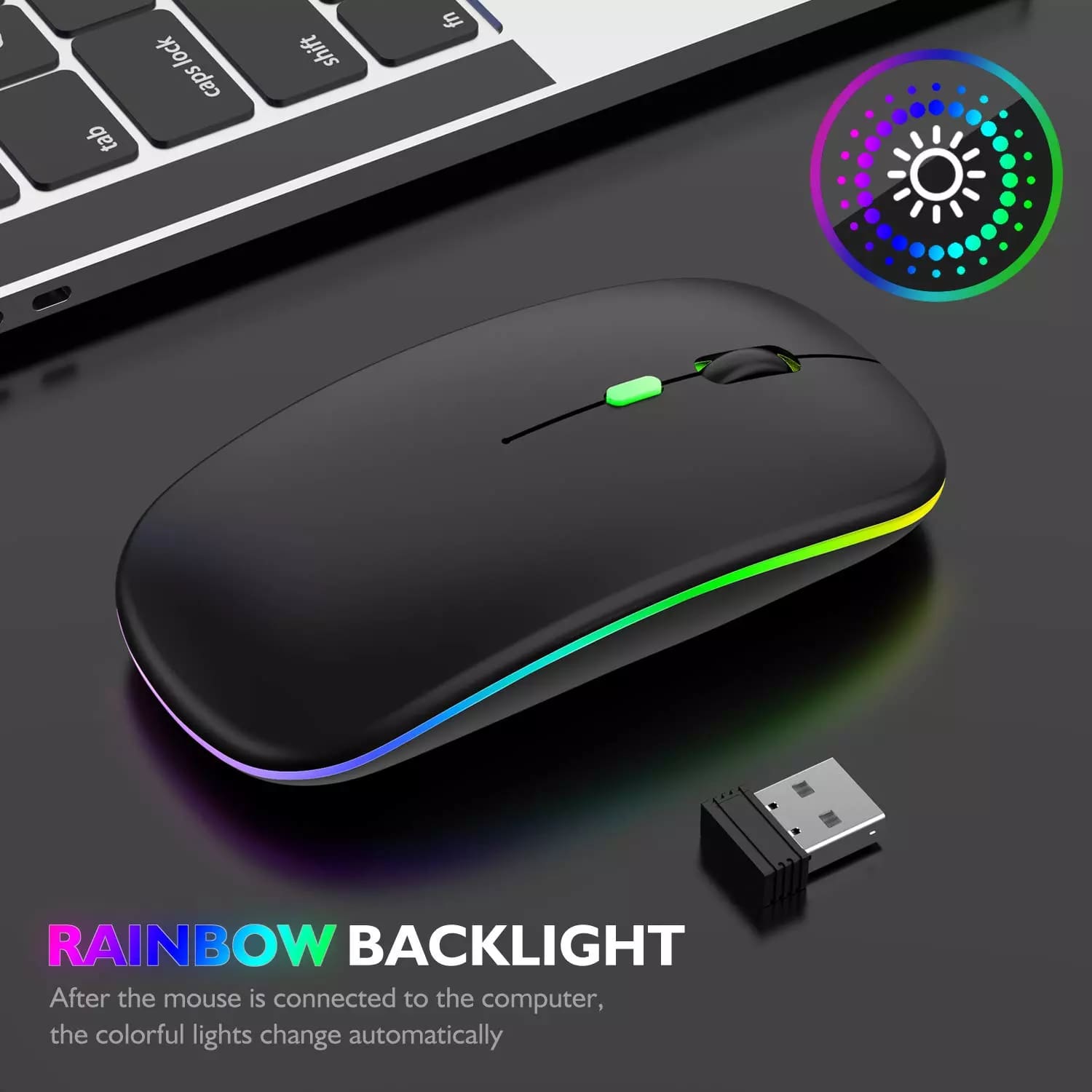 Husa pentru Apple iPad Air 11 2026 / 2025 / 2024 M4, M3, M2 cu tastatura iluminata wireless detasabila RGB 7 lights, Bluetooth, USB Type-C, functie stand, slot stylus si mouse wireless RGB iluminat LED negru