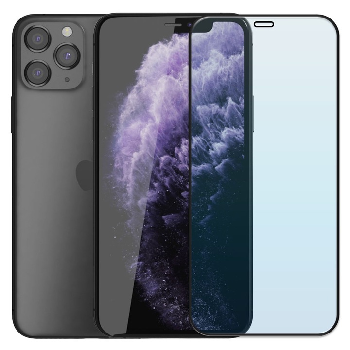 Folie din sticla securizata pentru Apple iPhone 11 Pro Max, HAMSTERBOX Glass Shield, Protectie completa ecran, Full face, Aplicare rapida, Case Friendly, Transparenta