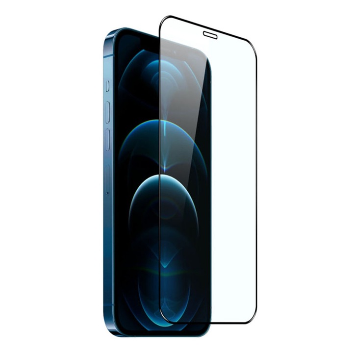 Folie protectie, compatibila cu Apple iPhone 12 Pro, Sticla securizata, Acoperire completa, Duritate 9H, Pelicula adeziv Full Surface, Anti-dust, Case Friendly, Montare usoara, Transparenta