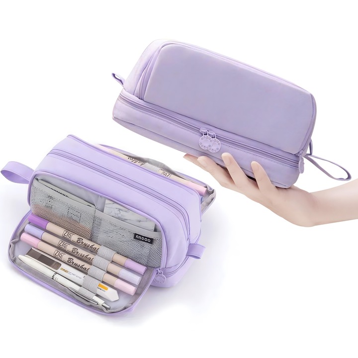 Penar fete, Capacitate mare, Excitat®, 4 Compartiment, 22X9.5X10cm, Violet