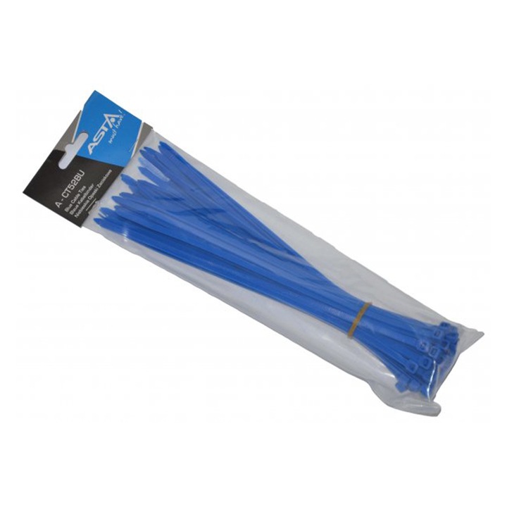 Set 50 de coliere din plastic, ASTA, 5x250 mm, albastru