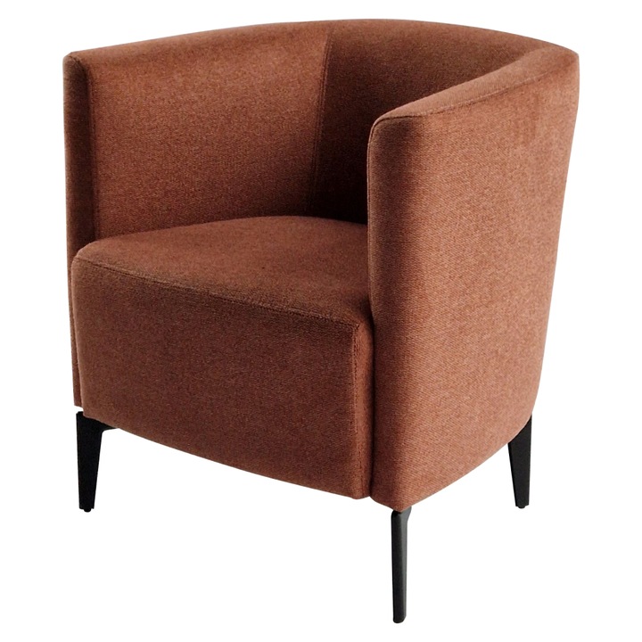 Кресло, теракота, черно, тапицирано, с метални крака, черно, вълнообразни пружини и пълнеж от дунапрен, хол, спалня, 67x70x75 см, Bortis