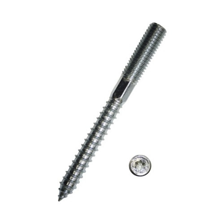 Prezoane Dublu Filetate Dresselhaus 8x200 Mm Otel Zincat, Cap Torx, Pentru Dibluri & Lemn, 20 Bucati