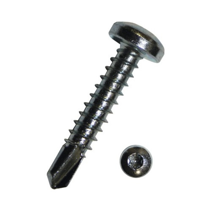 Holsuruburi Autoforante Cu Cap Semibombat Cruce Dresselhaus 4, 2x16 Mm Din7504 Otel Zincat, 100 Bucati