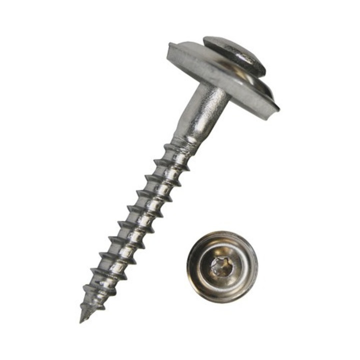 Holsuruburi Cu Cap Semibombat Torx Si Saiba Cauciuc Epdm Dresselhaus 4, 5x25 Mm Otel Inox A2, 100 Bucati, Pentru Tinichigerie