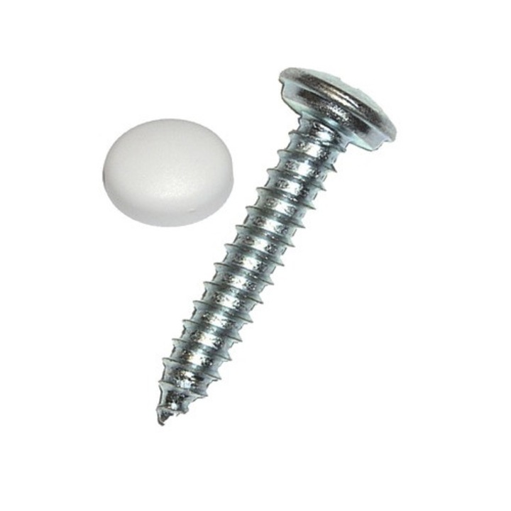 Holsuruburi Cu Capac De Mascare Dresselhaus 4, 8x19 Mm Otel Zincat, 100 Bucati, Pentru Placute De Inmatriculare