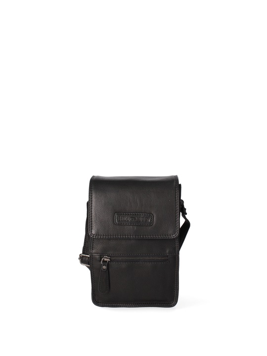 Hill Burry, Geanta crossbody din piele cu clapa 24007, Negru
