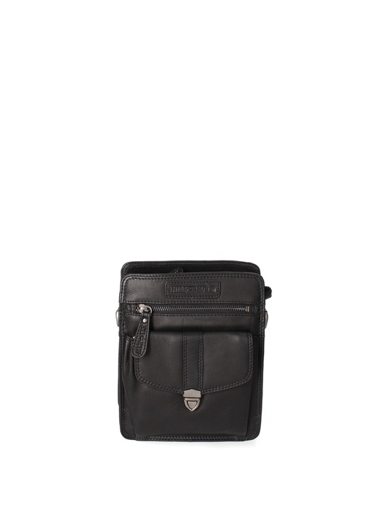 Hill Burry, Geanta crossbody de piele cu bareta detasabila 24077, Negru
