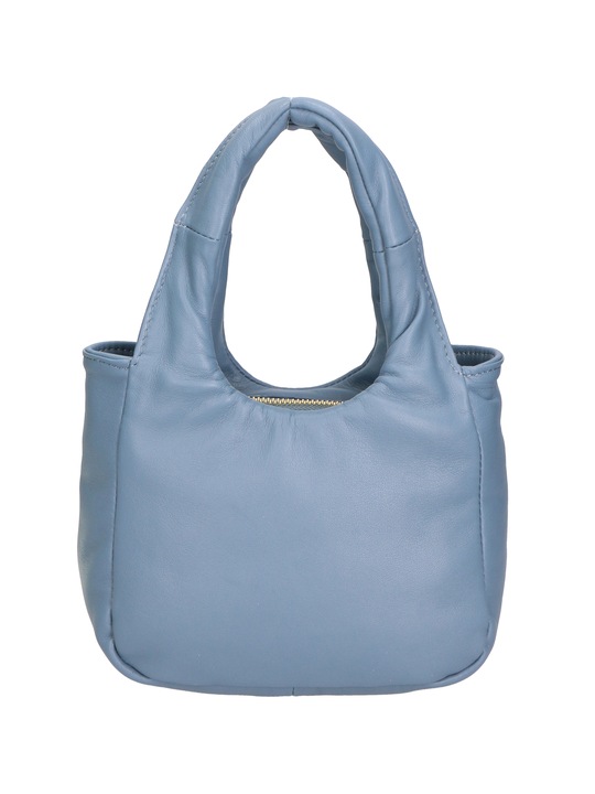 Gave Lux, Geanta din piele cu maner si bareta detasabila 24175, Albastru deschis