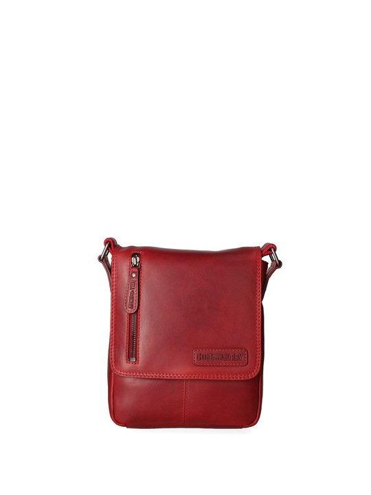 Hill Burry, Geanta crossbody de piele cu clapa, Rosu