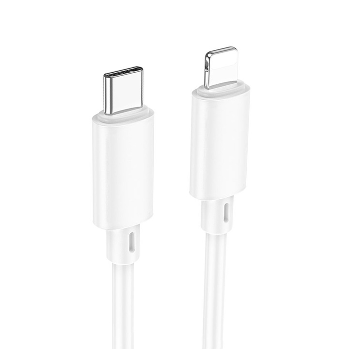 Cablu de date, Fast Charge, 20W, compatibil iPhone, mufa USB-C la mufa tip Lightning, Suport protocol de incarcare Apple, 2.4A, 1m, Alb