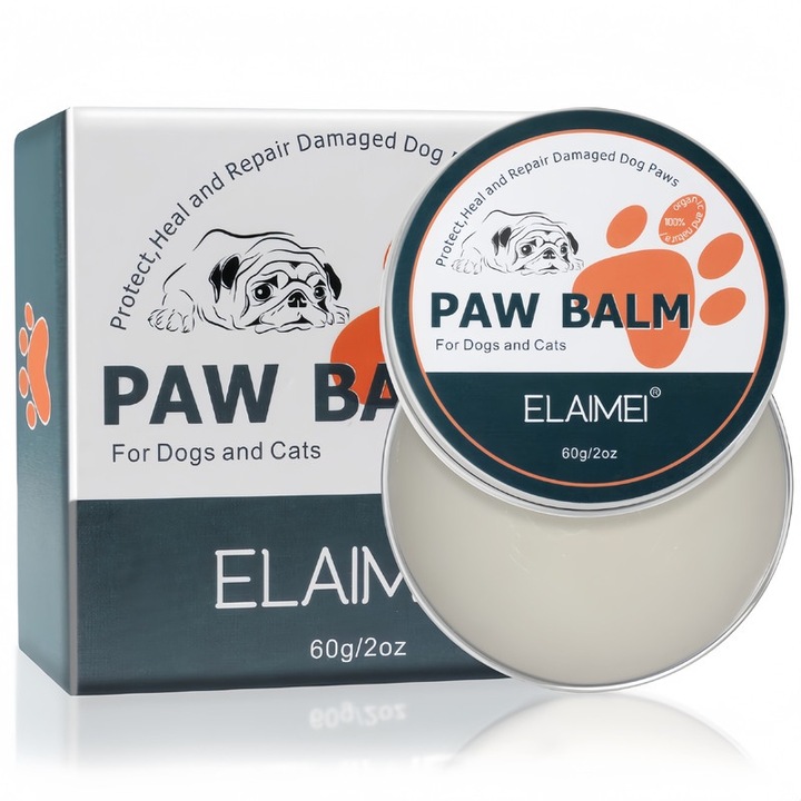 Balsam Pentru Labe si Nas la Pisici si Caini, 100% Organic si Natural, Hidratant si Reparator, Pentru Toate Anotimpurile, 60g