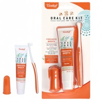 Set de ingrijire orala pentru pisici si caini, pasta de dinti + periuta de dinti + perie pentru degete, tartru curat, ingrijire pentru igiena orala, aroma de vanilie, 70 de grame de pasta de dinti