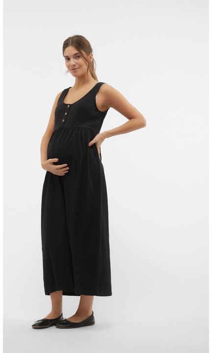 Памучна рокля 2в1 за бременност и кърмене, Черен