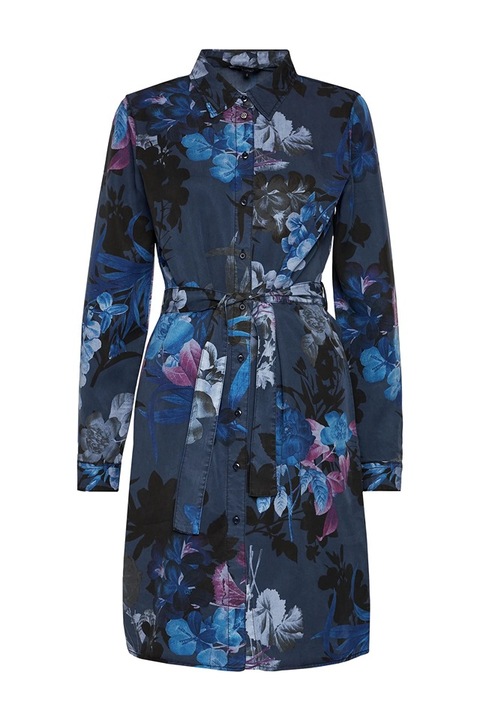 Rochie tip camasa cu imprimeu floral Florencia, Albastru, 34