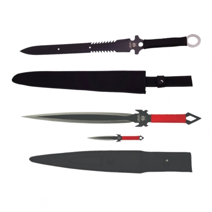 Két vadászkard készlet, Depox®, 68,5 cm, dobókéssel